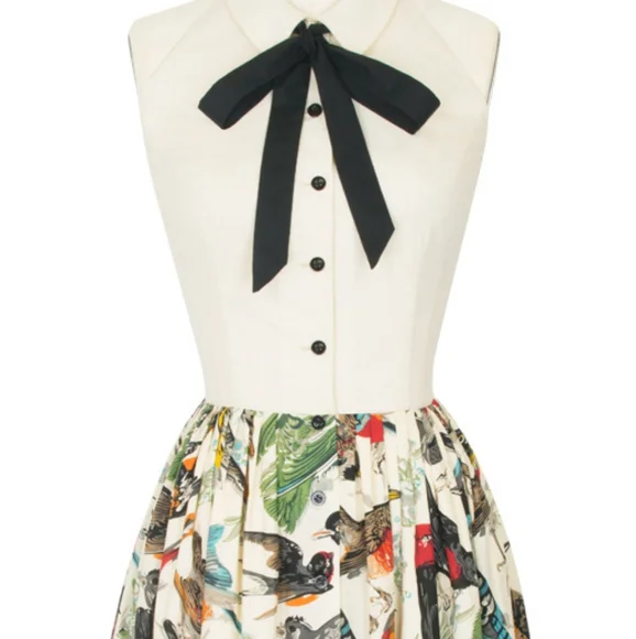Trashy Diva By Candice Gwinn Birds Of A Feather Halter Bow Retro Dress Modcloth - Picture 2 of 6